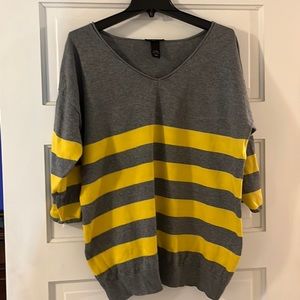 Lane Bryant, Gray and yellow 3/4 sleeve sweater, size 14